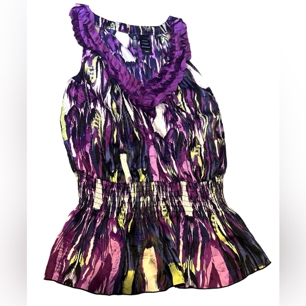 Bisou Bisou Peplum Purple and Green Tank Top